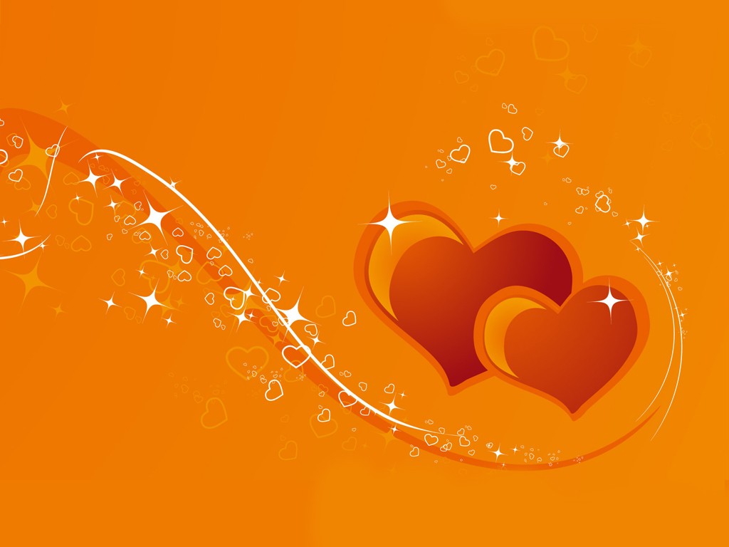 Red Hearts Orange Background Wallpaper Jpg