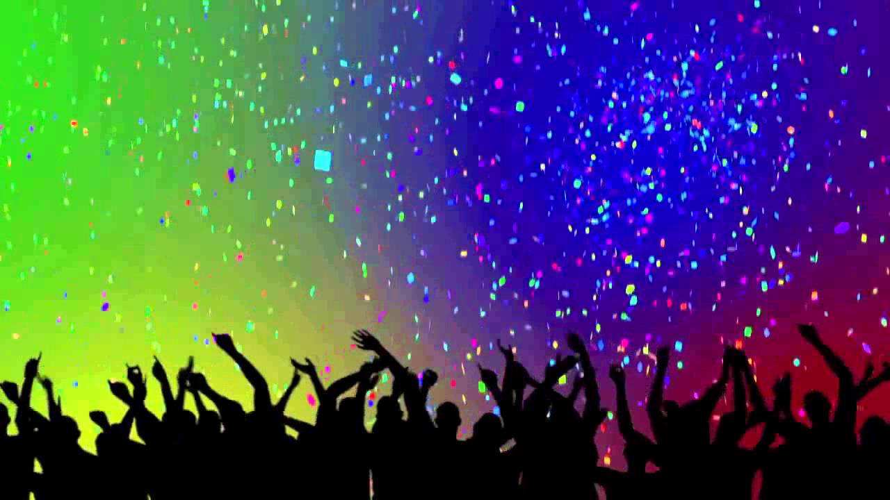 Party Crowd Silhouettes Confetti HD Frame Background