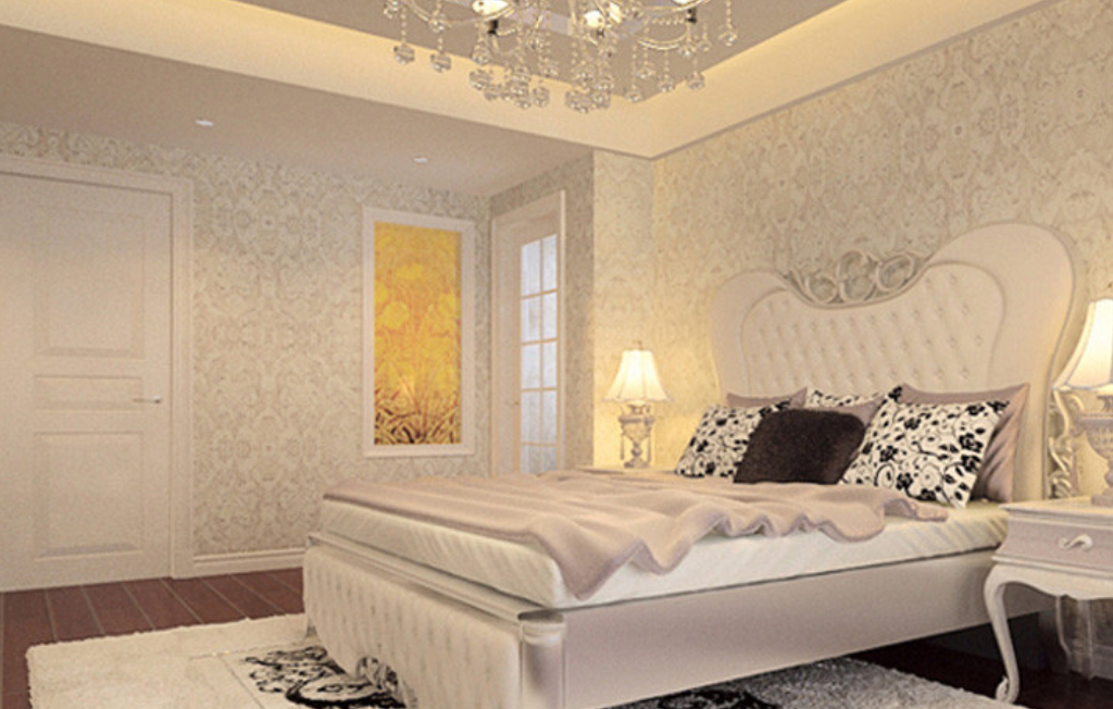 European Style Bedroom Back Wall Decoration With Wallpaper 3d House