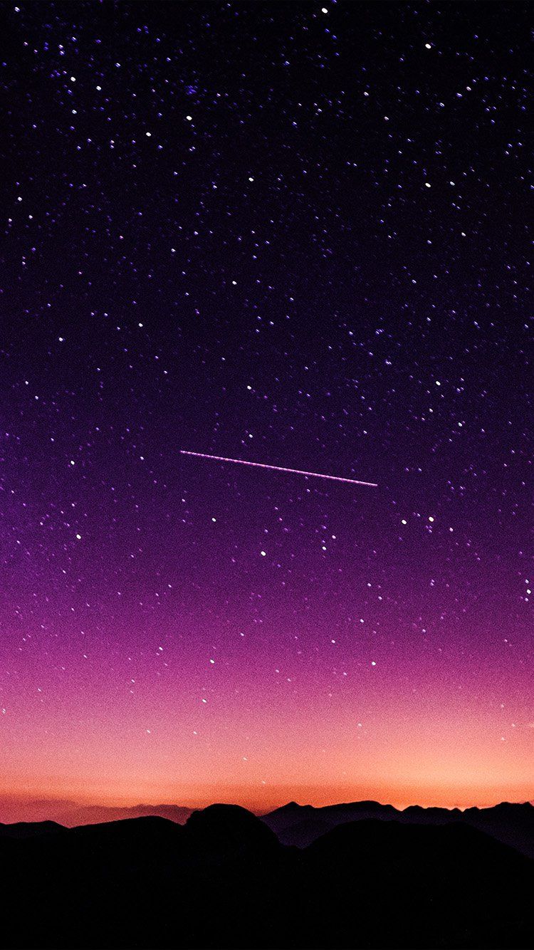 STAR GALAXY NIGHT SKY MOUNTAIN PURPLE RED NATURE SPACE WALLPAPER