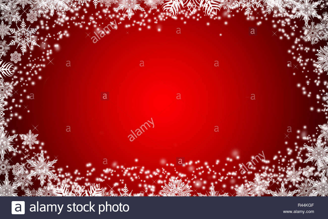 Red Christmas Background With Glowing Effect And White Decorative