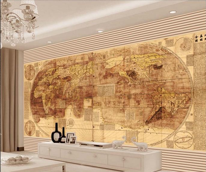 Wall Wallpaper Murals European Gold World Maps High End Mural
