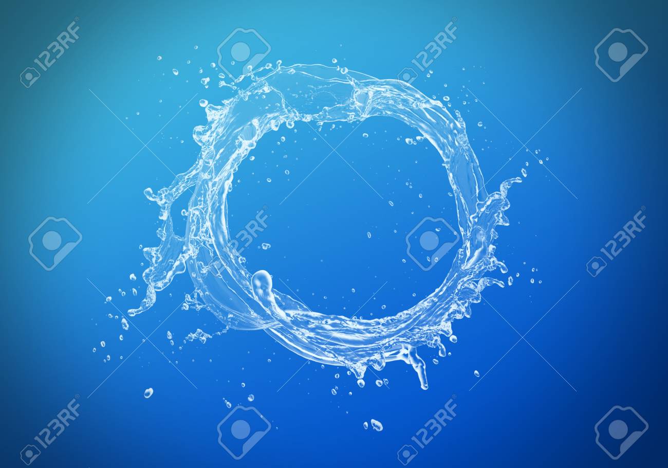 3d Circle Water Splash Over Blue Background Idea Of Freshness