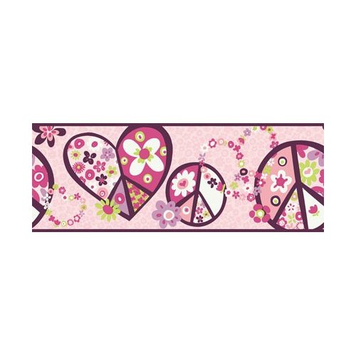 Peace Sign Pink Wallpaper Border In Girl Power Ii Home