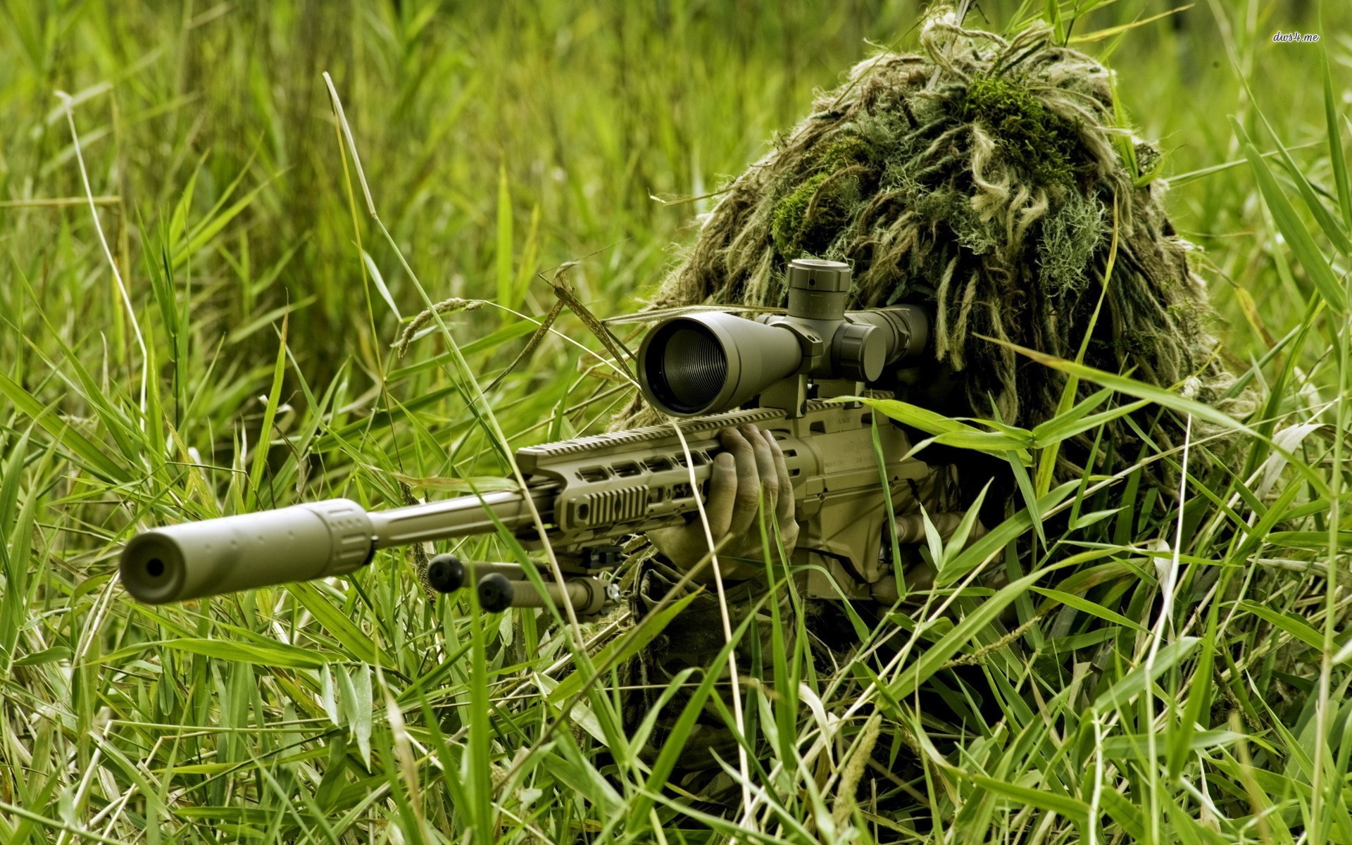 Sniper In Grass