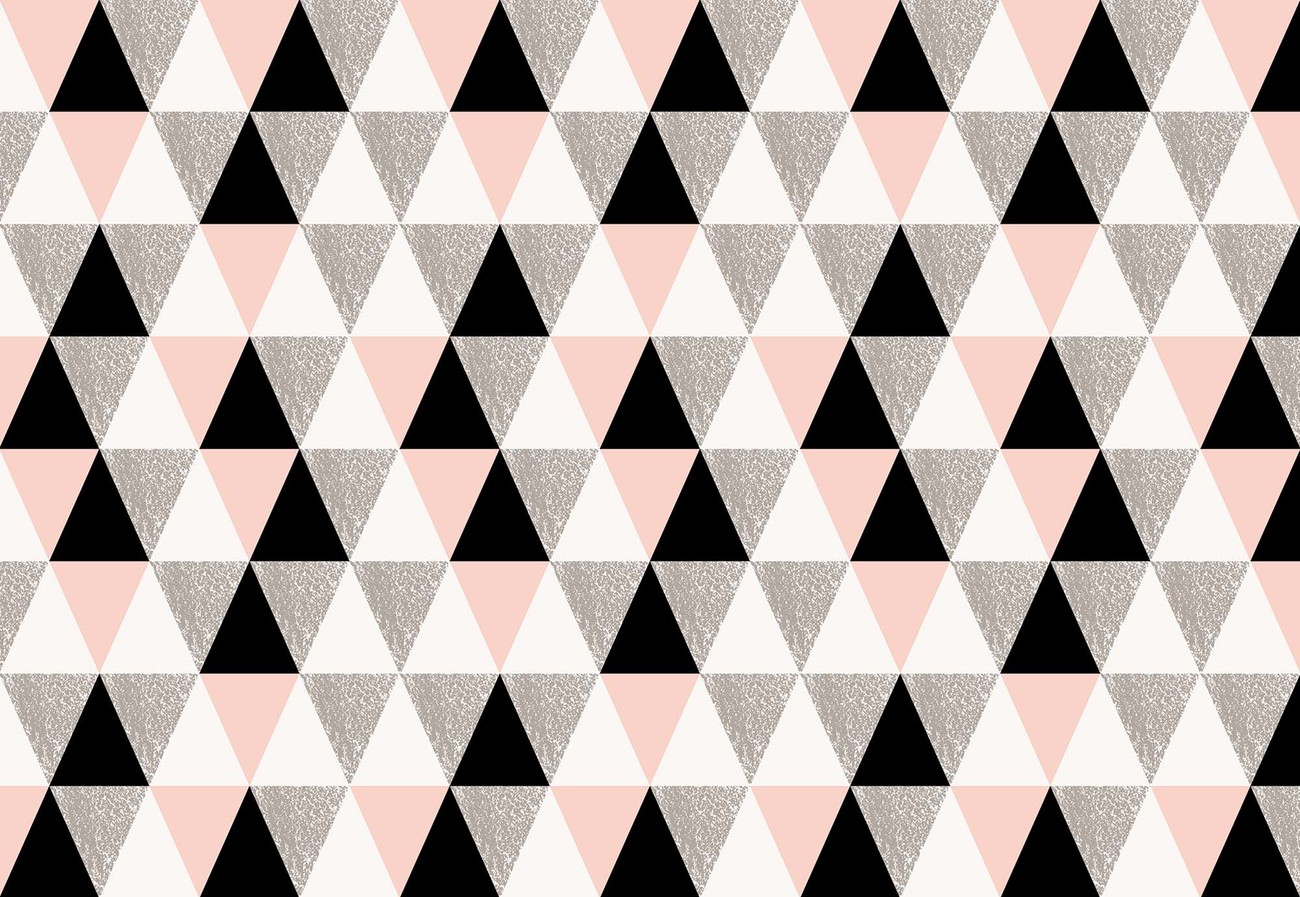 Modern Pink And Black Geometric Triangle Pattern Wall Paper Mural