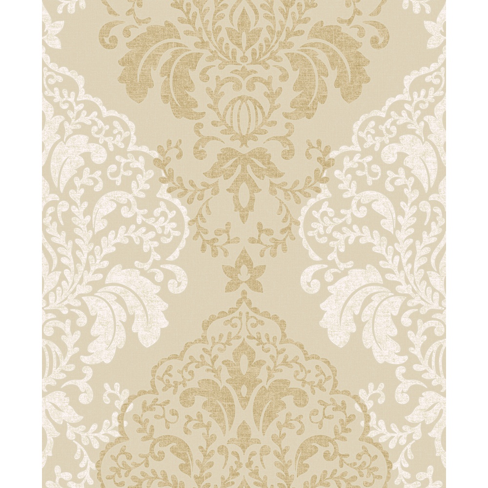 Grandeco Gold Damask Pattern Glitter Motif Textured Embossed Wallpaper