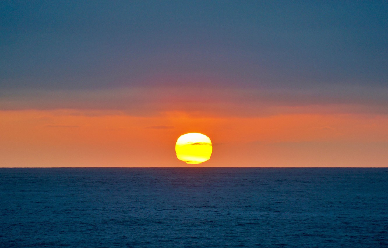 Wallpaper Fireball Twilight Sea Ocean Sunset Seascape Sun