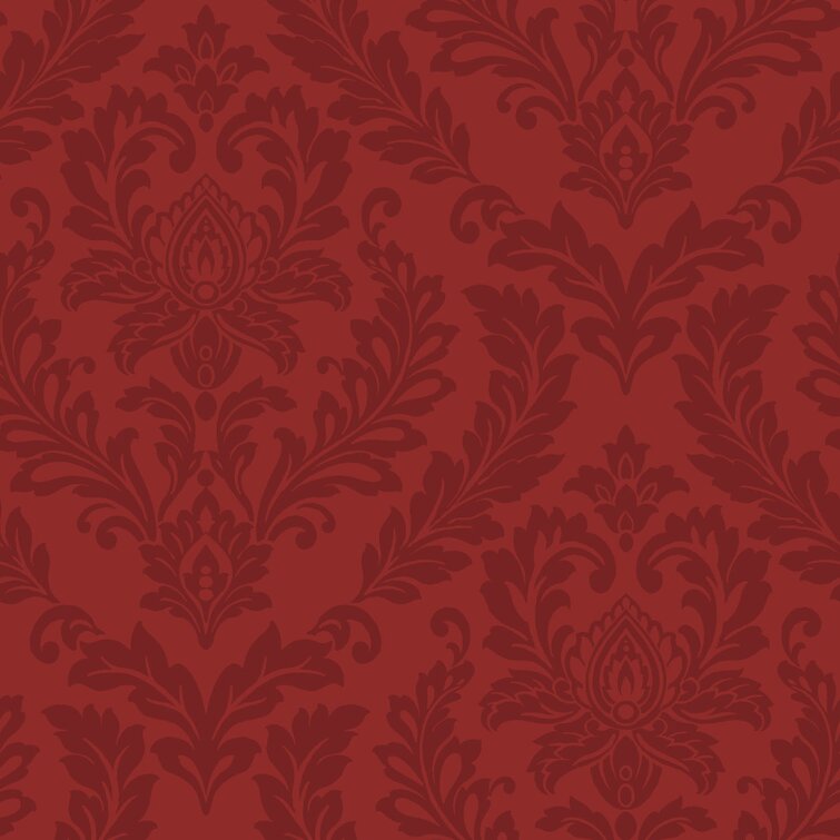 York Wallcoverings Brights L x W Red Damask Wallpaper