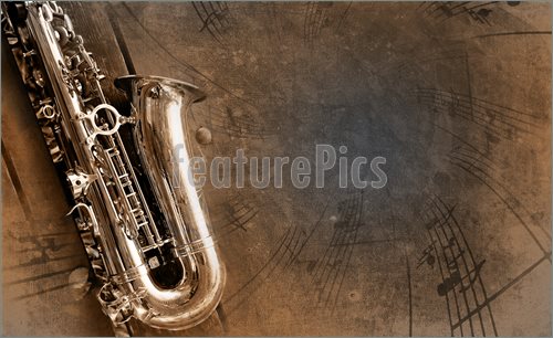 Dirty Background Retro Sax With Old Yellowed Texture