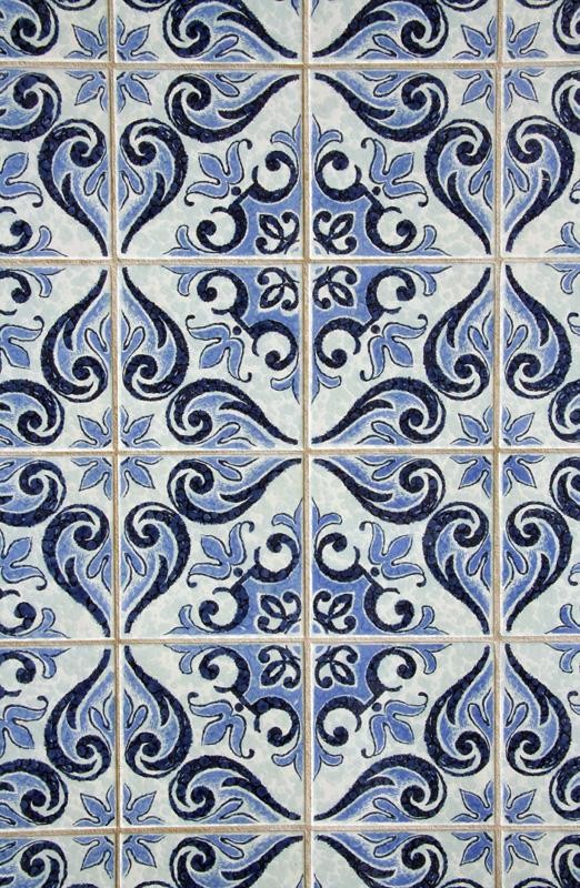 Blue Spanish Pattern Tile Wallpaper