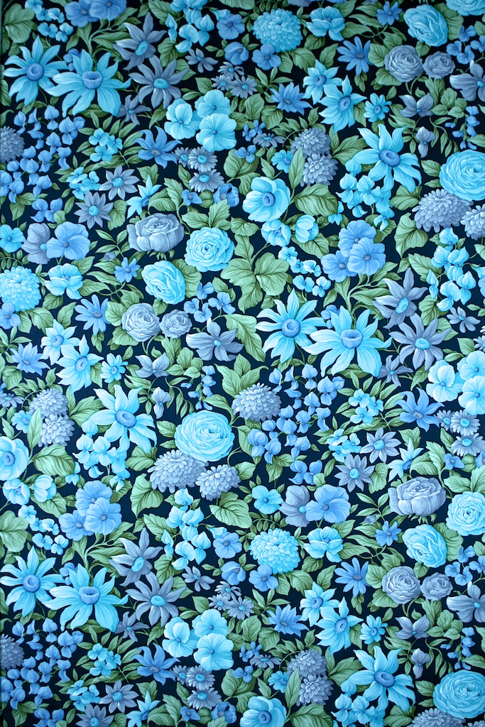 Turquoise Floral Vinyl Wallpaper