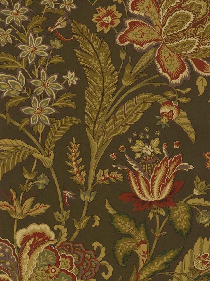 Interior Place Black Jacobean Leaf Floral Wallpaper