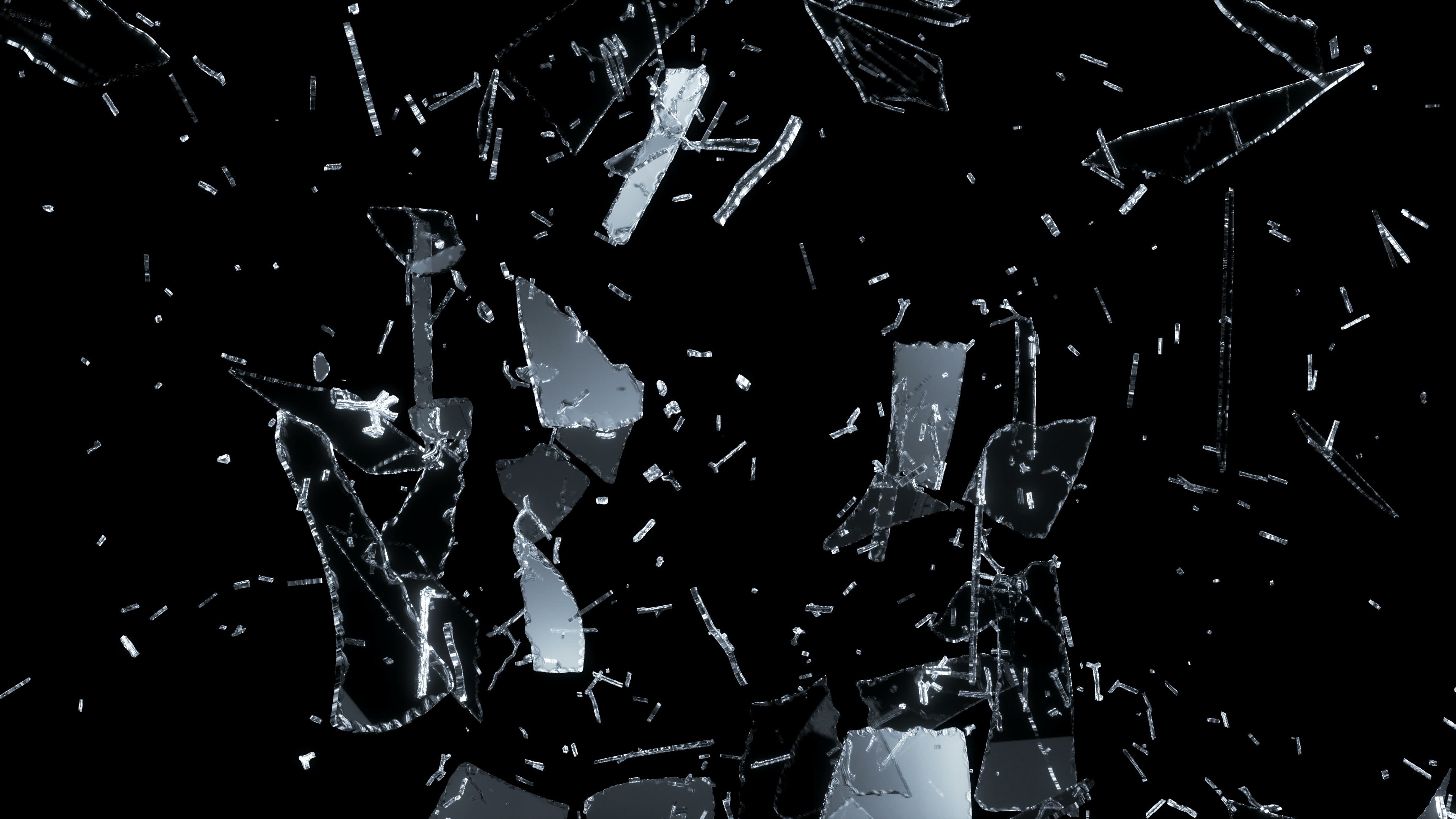 Broken Glass Explosion Shattered Black Background Wallpaper Id