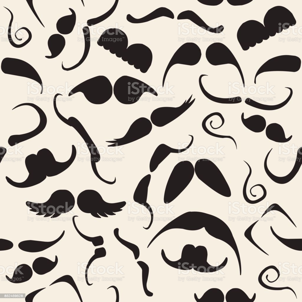 Seamless Monochrome Mustache Pattern Background Stock Illustration