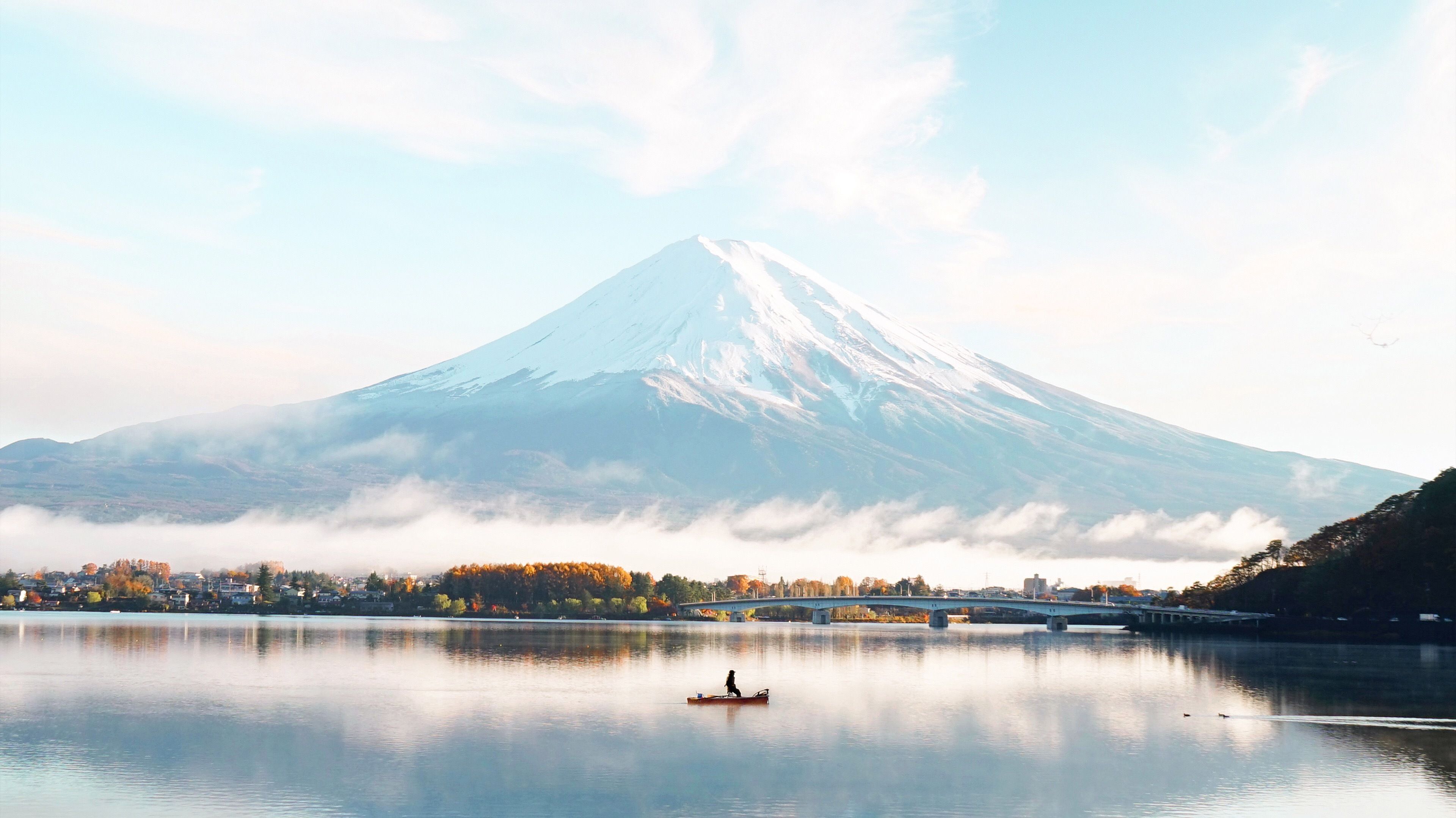 Mount Fuji Blue Bright Day 4k Nature Wallpaper Mountains