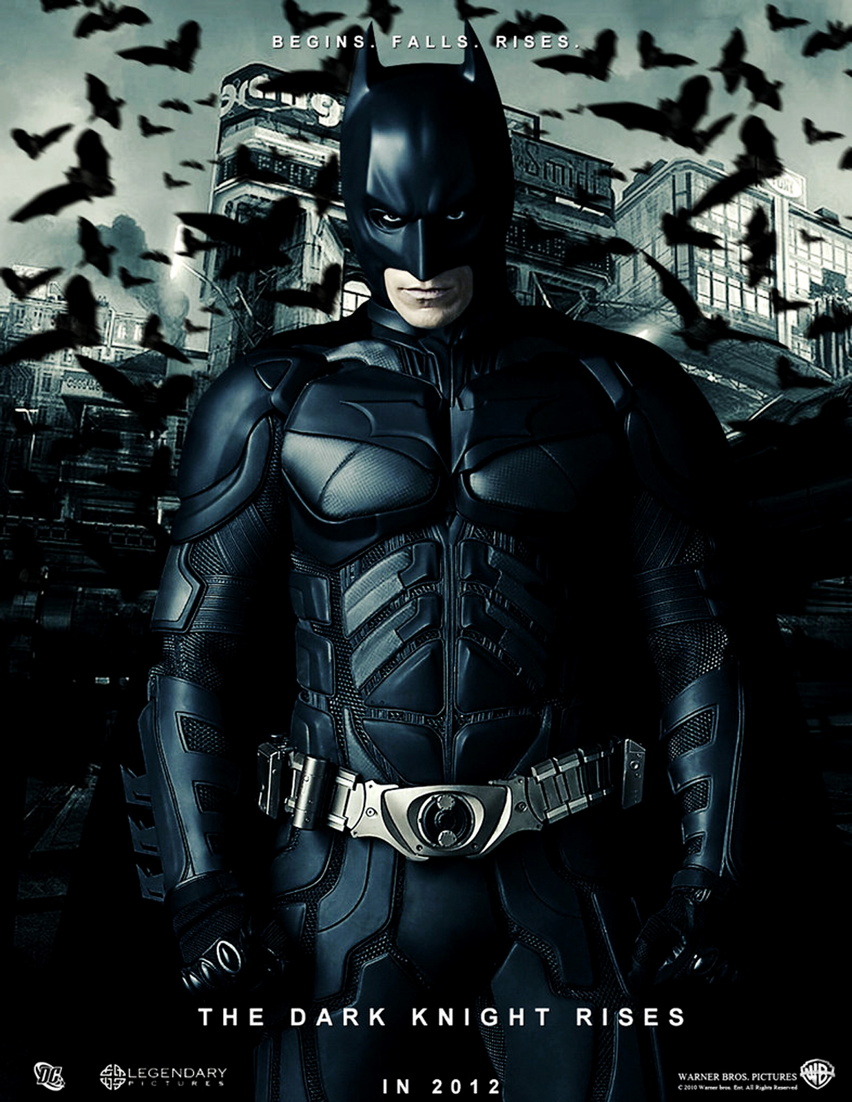 Batman The Dark Knight Rises Cityscape Flying Bats Poster HD Wallpaper