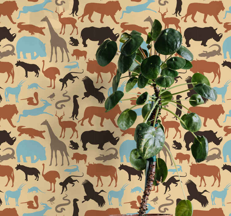 Silhouette Safari Cool Animal Wallpaper Tenstickers