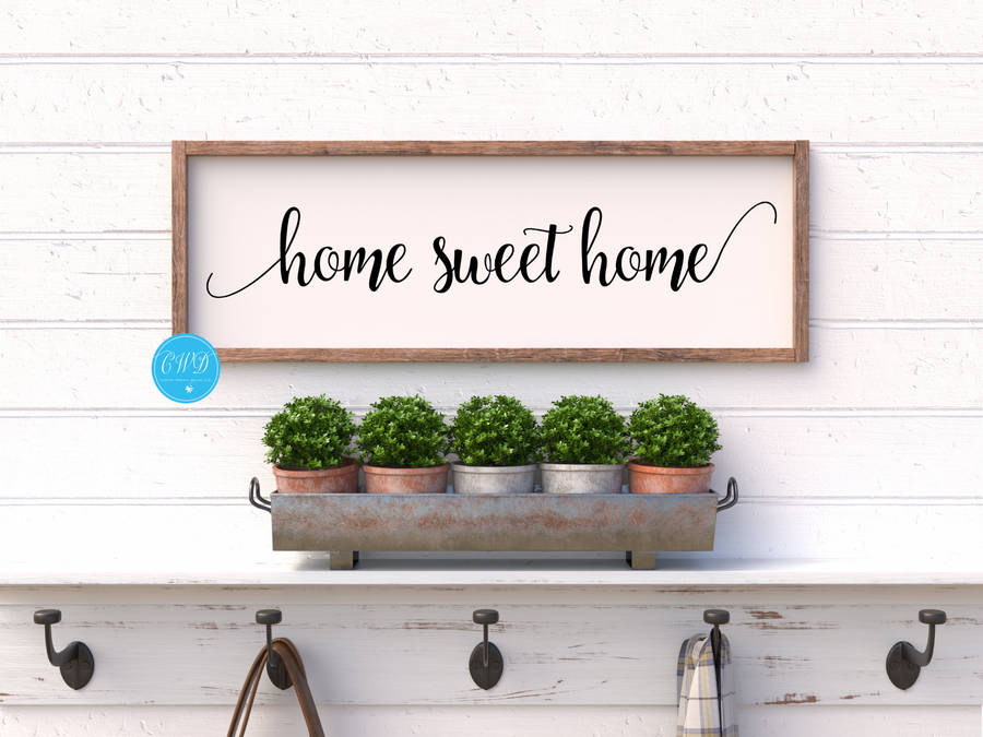 Home Sweet White Wooden Wall Wallpaper