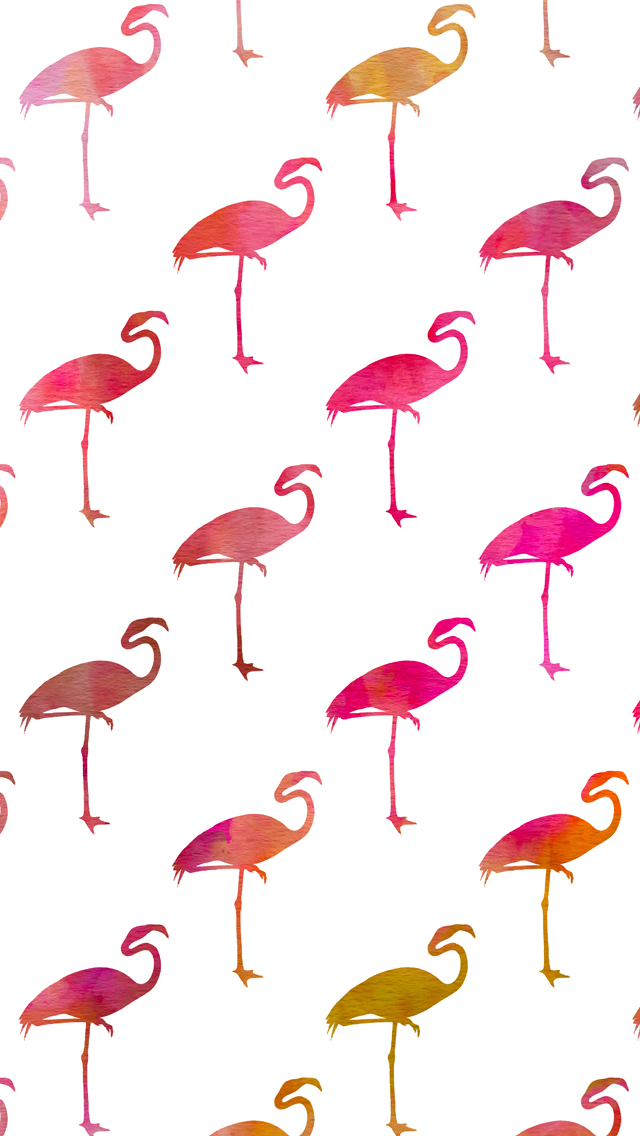 Watercolor Flamingos iPhone Wallpaper Silver Spiral Studio