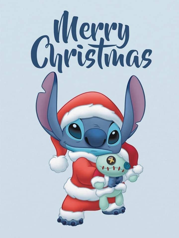 Download Merry Christmas Stitch With Scrump Wallpaper
