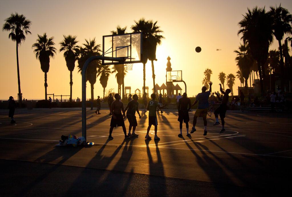 Sunset At Venice Beach Basketball Courts Los Angeles
