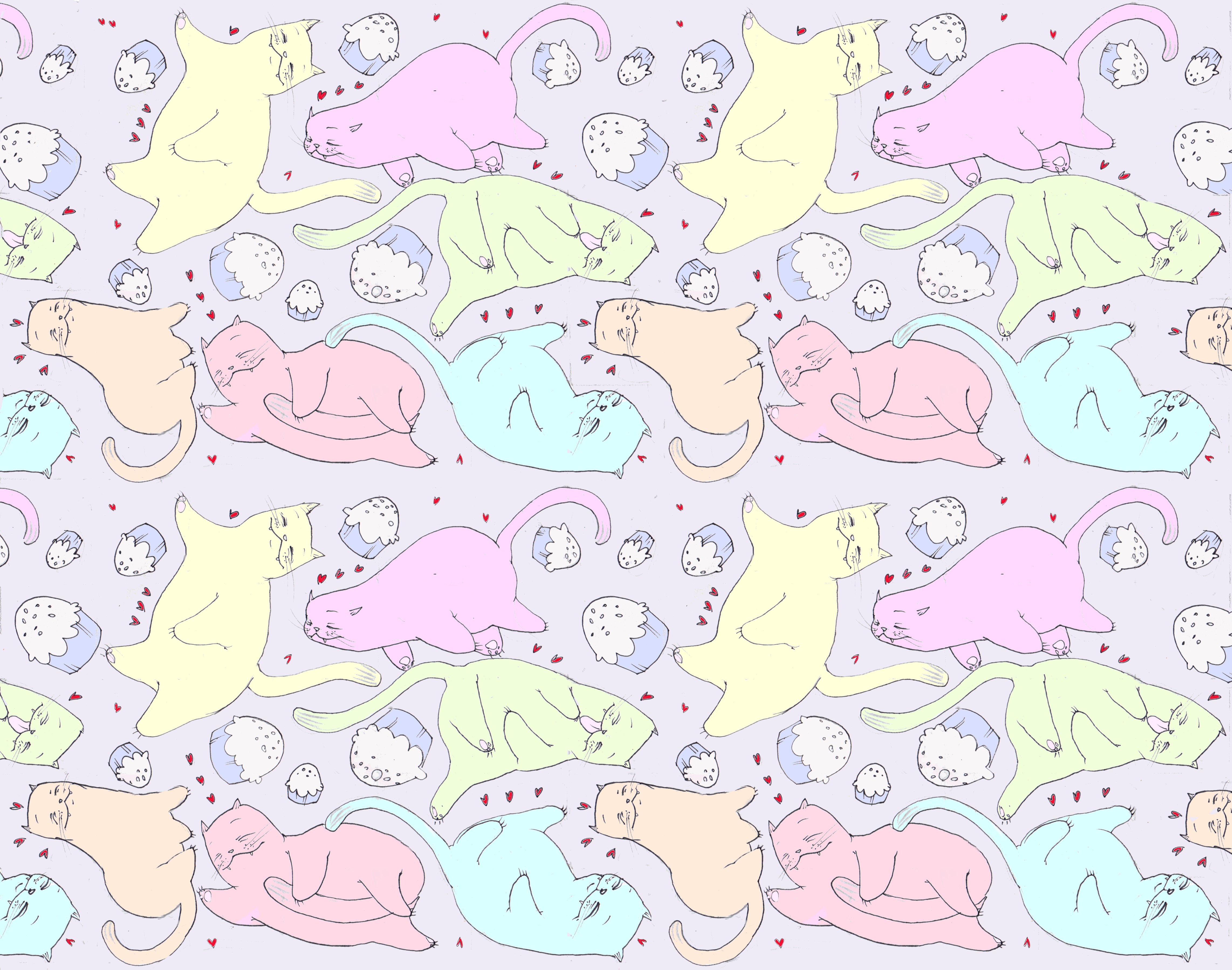 Cute Cat Pattern Background A