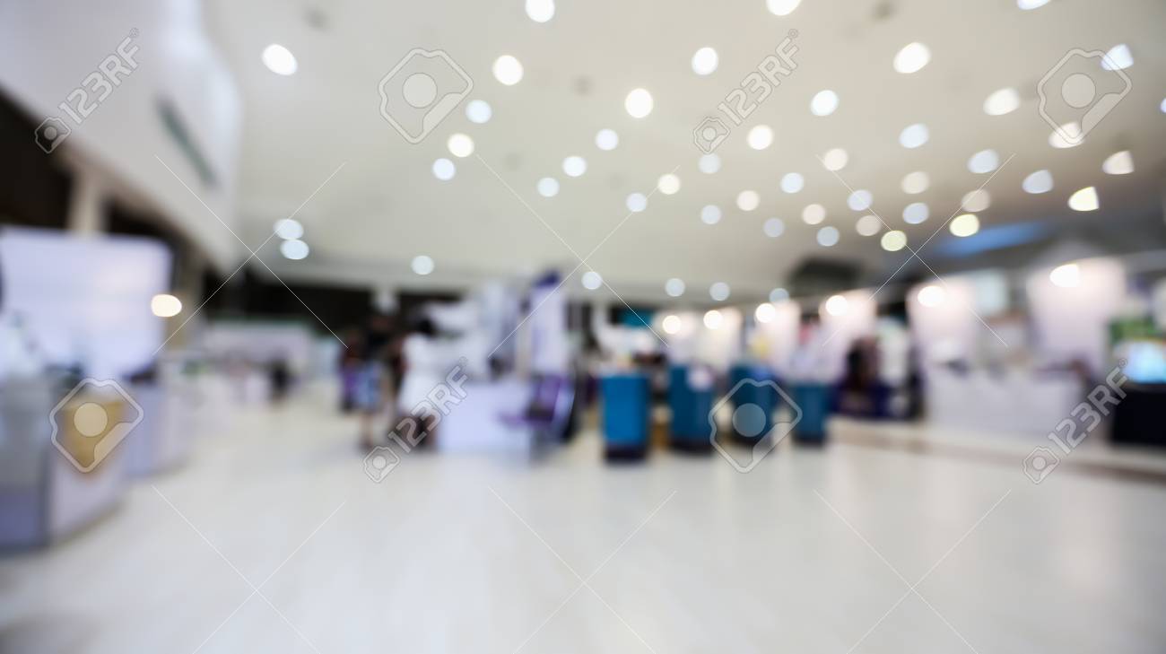 Blurred Background Of People In Expo Event Or Exhibition Hall