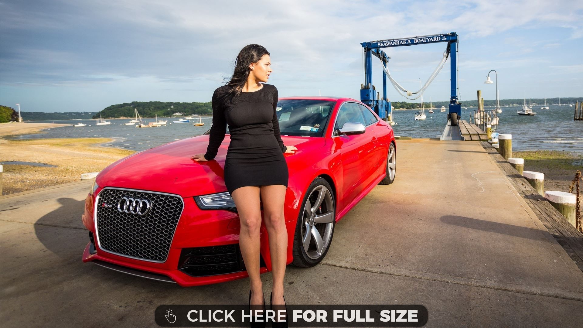 Red Audi Girl Posing Desktop Wallpaper 4k For