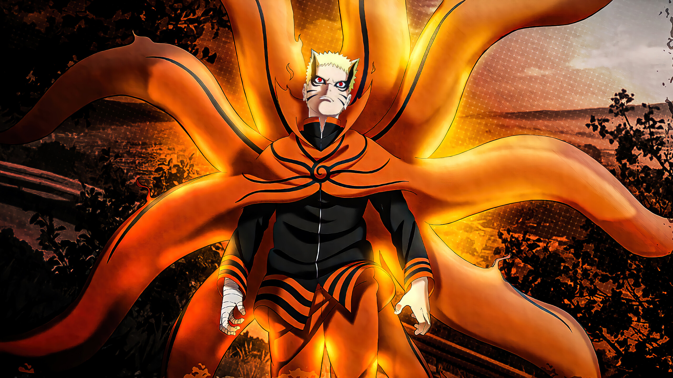 Naruto Uzumaki in Nine-Tailed Fox Mode 4k Wallpaper