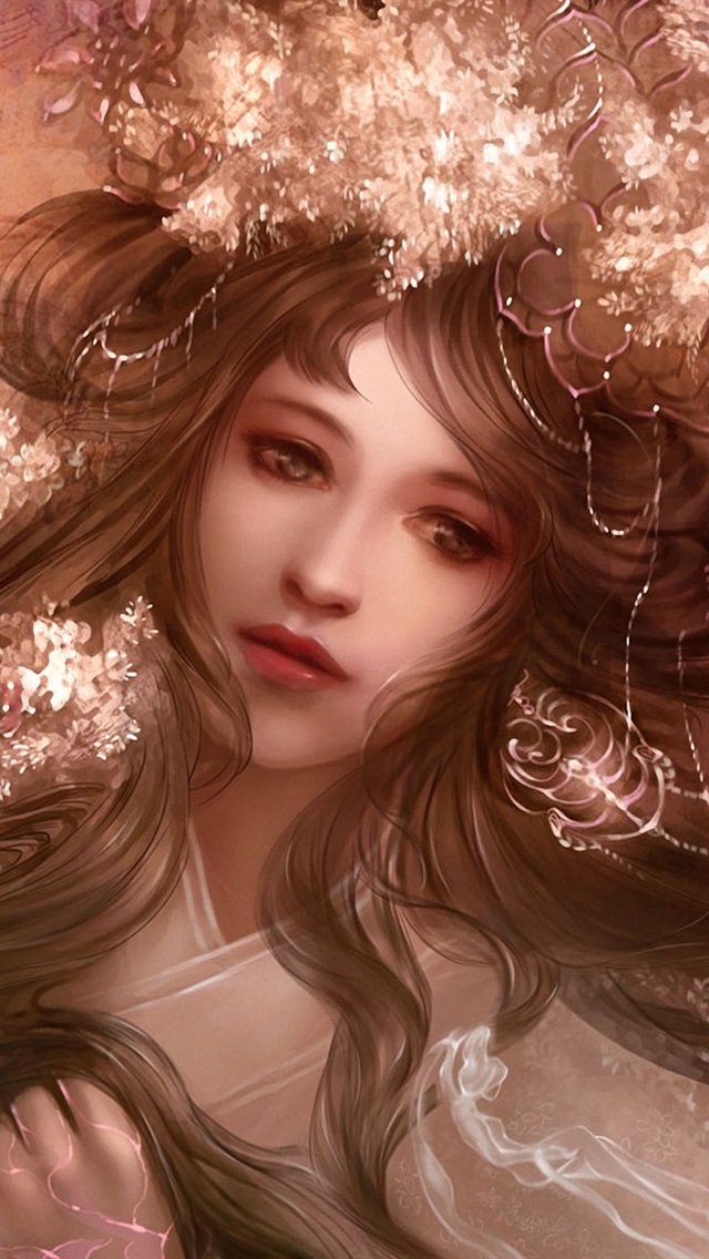 Art Fantasy Girl Hair Flowers Face Smoke iPhone 5s