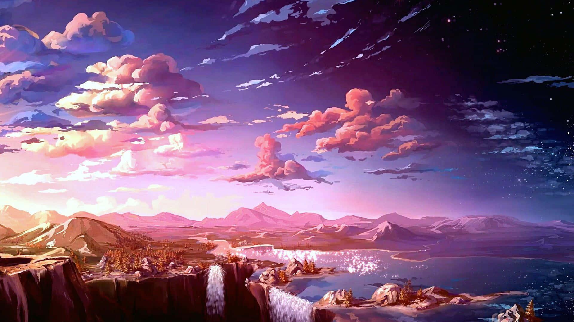Anime Aesthetic Sky With Clouds Ps4 Wallpaper