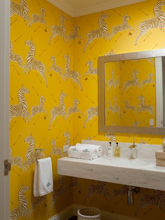 Bathrooms Gold Wallpaper Zebras And
