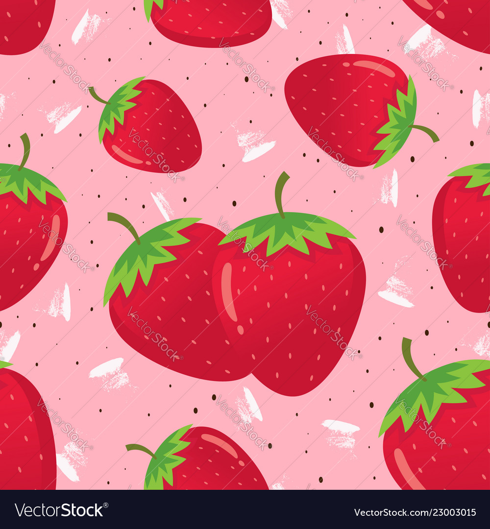 Fresh Red Strawberry Seamless Background Vector Image