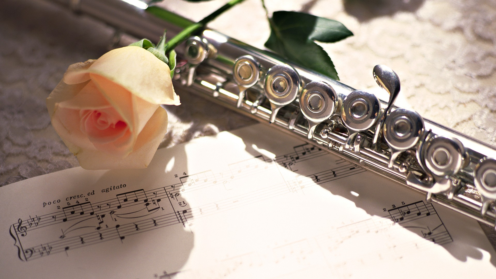 Music Flowers Wallpaper Instruments Flute