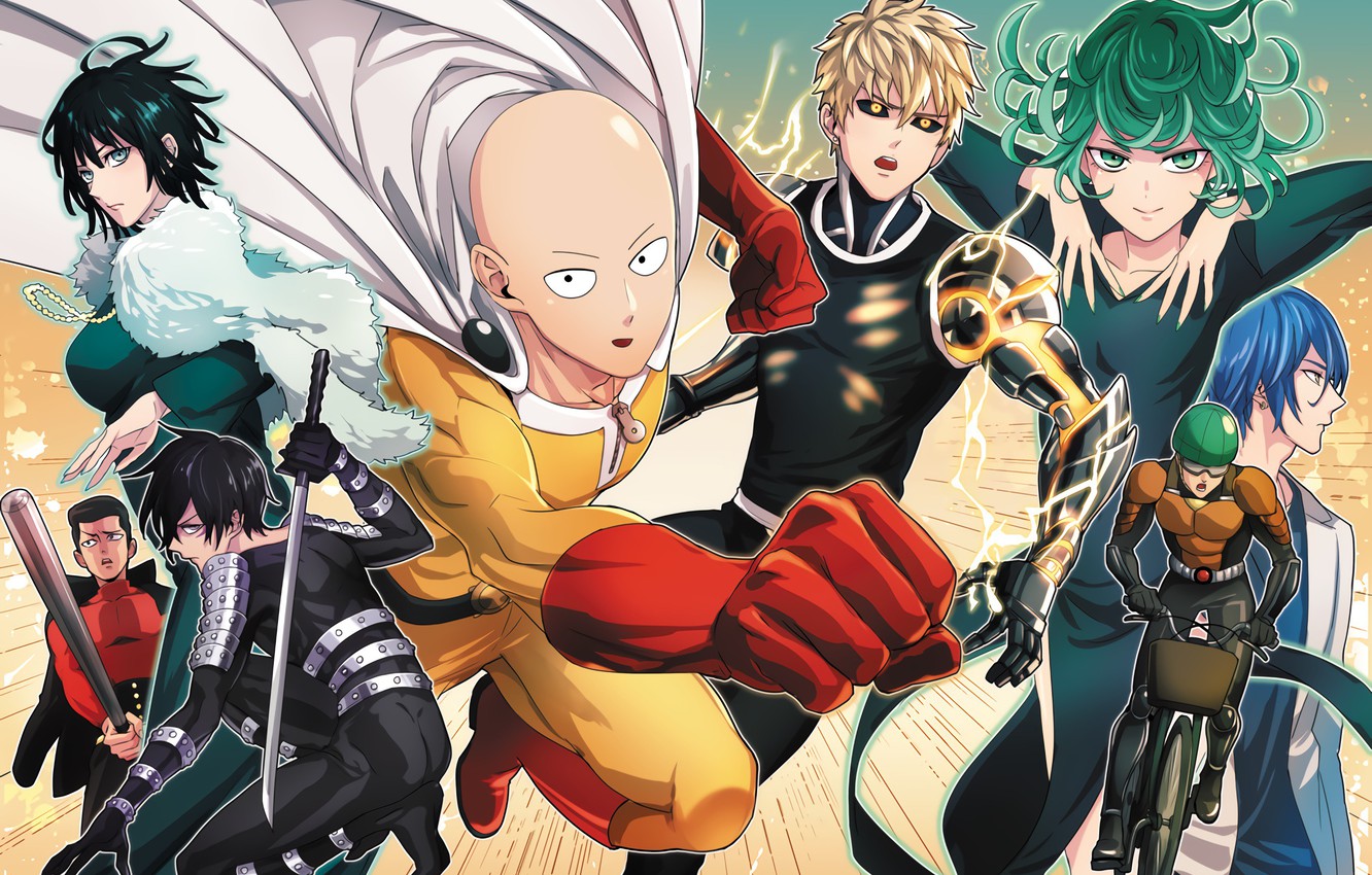 Wallpaper anime art characters Saitama One Punch Man Genos