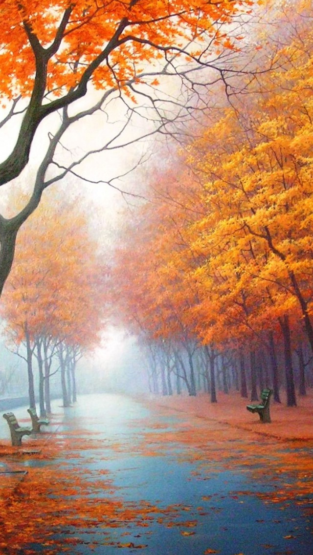 Autumn Road iPhone Wallpaper