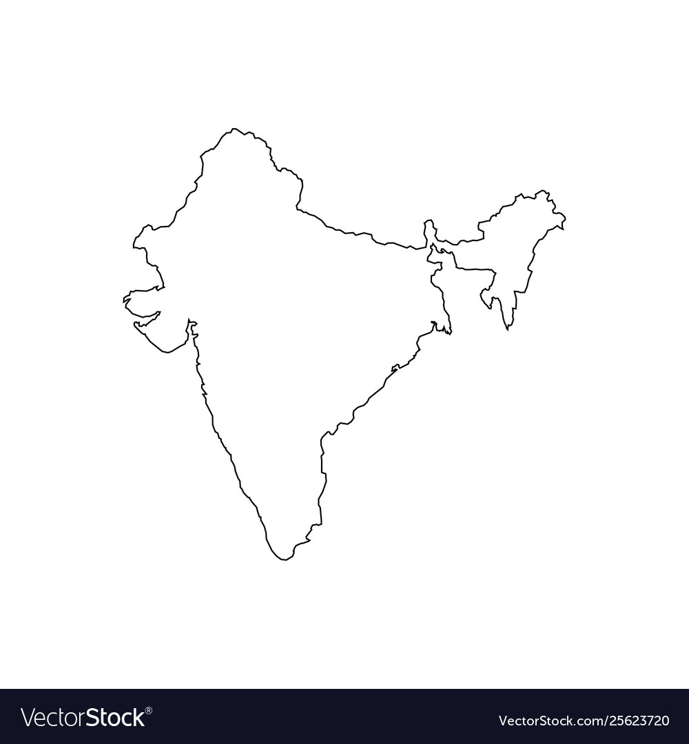Map black outline india Royalty Free Vector Image