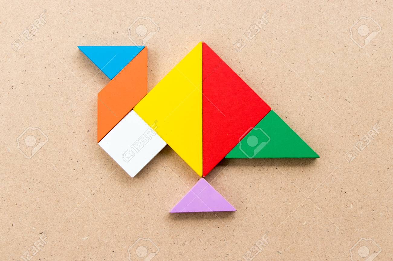 Color Tangram Puzzle In Turkey Hen Or Gobbler Shape On Wood