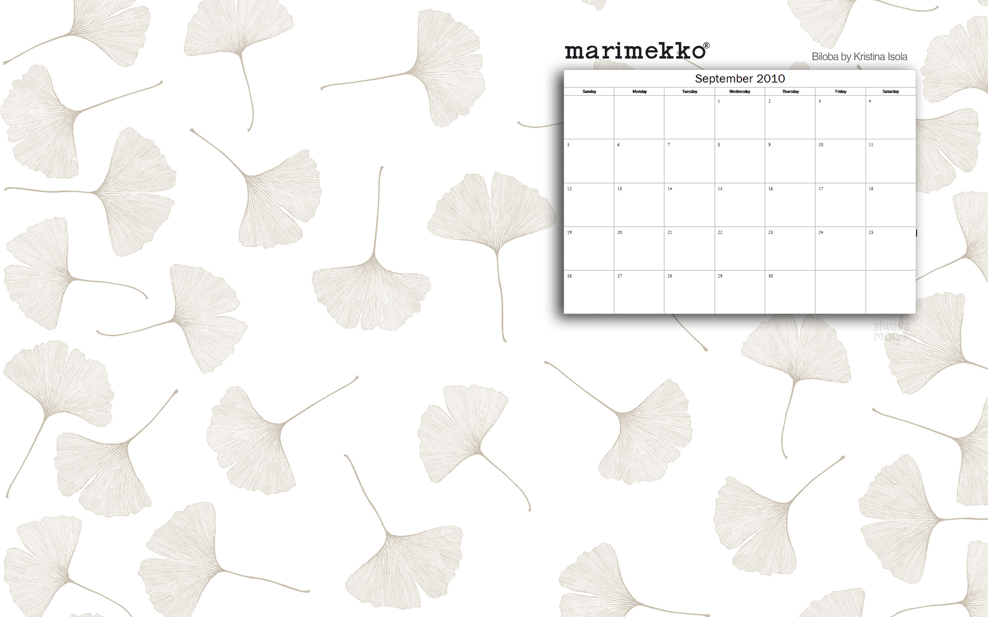 September Autumn Wallpaper Calendar Desktop Marimekko