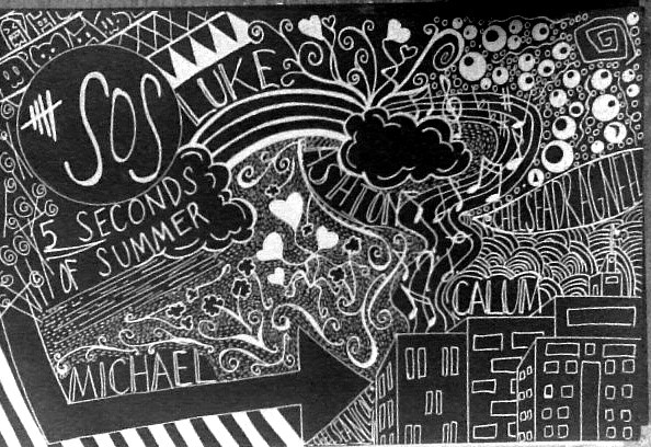 5sos Background Seconds Of Summer Doodle Black By