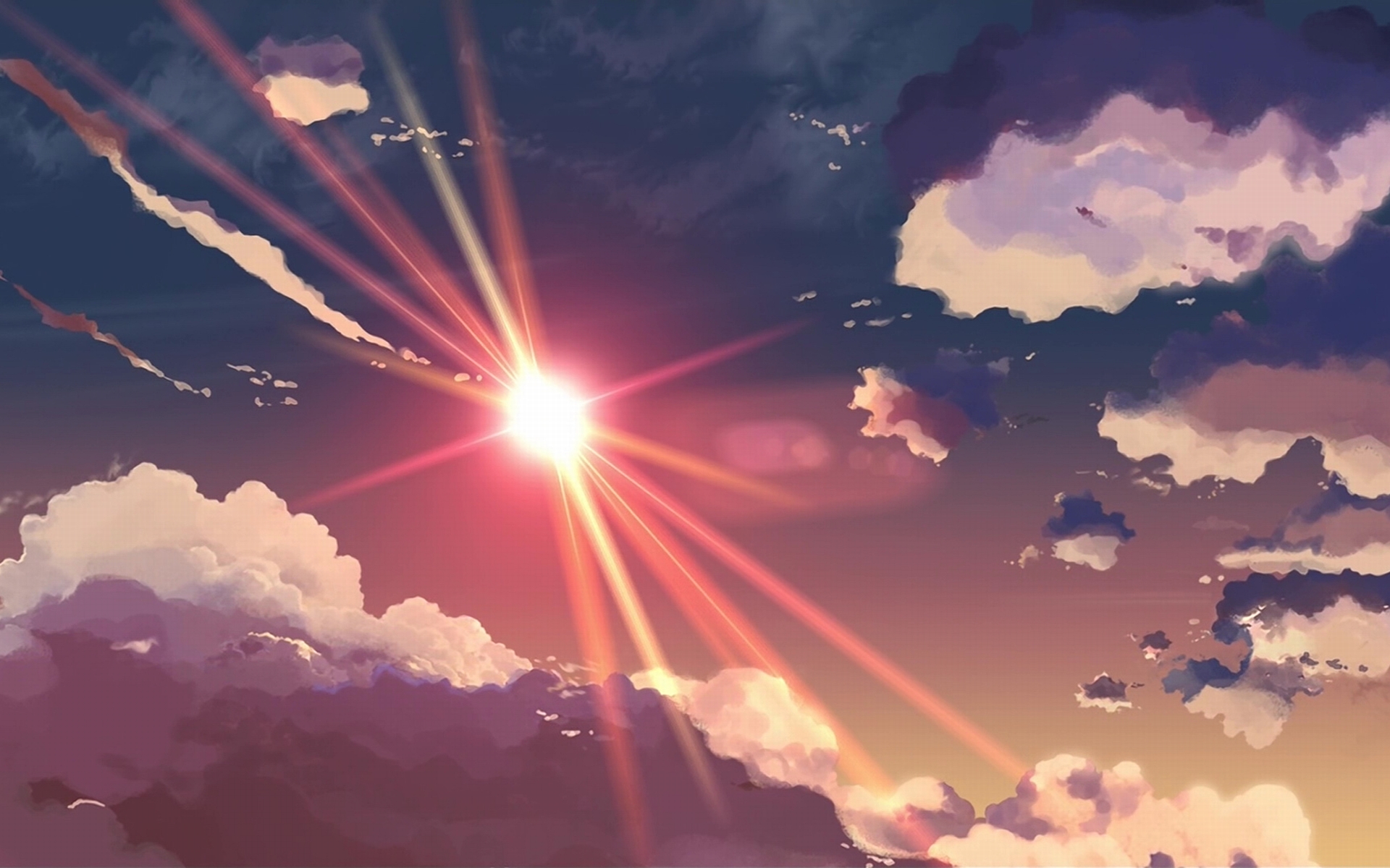 Anime HD Hintergrundbilder Sonne Himmel Wolken