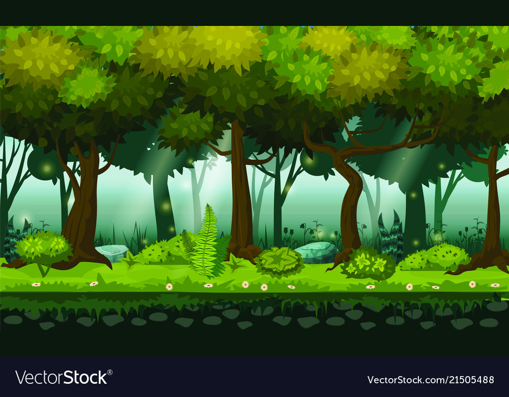 Cartoon Of Background Forest Bright Royalty Vector