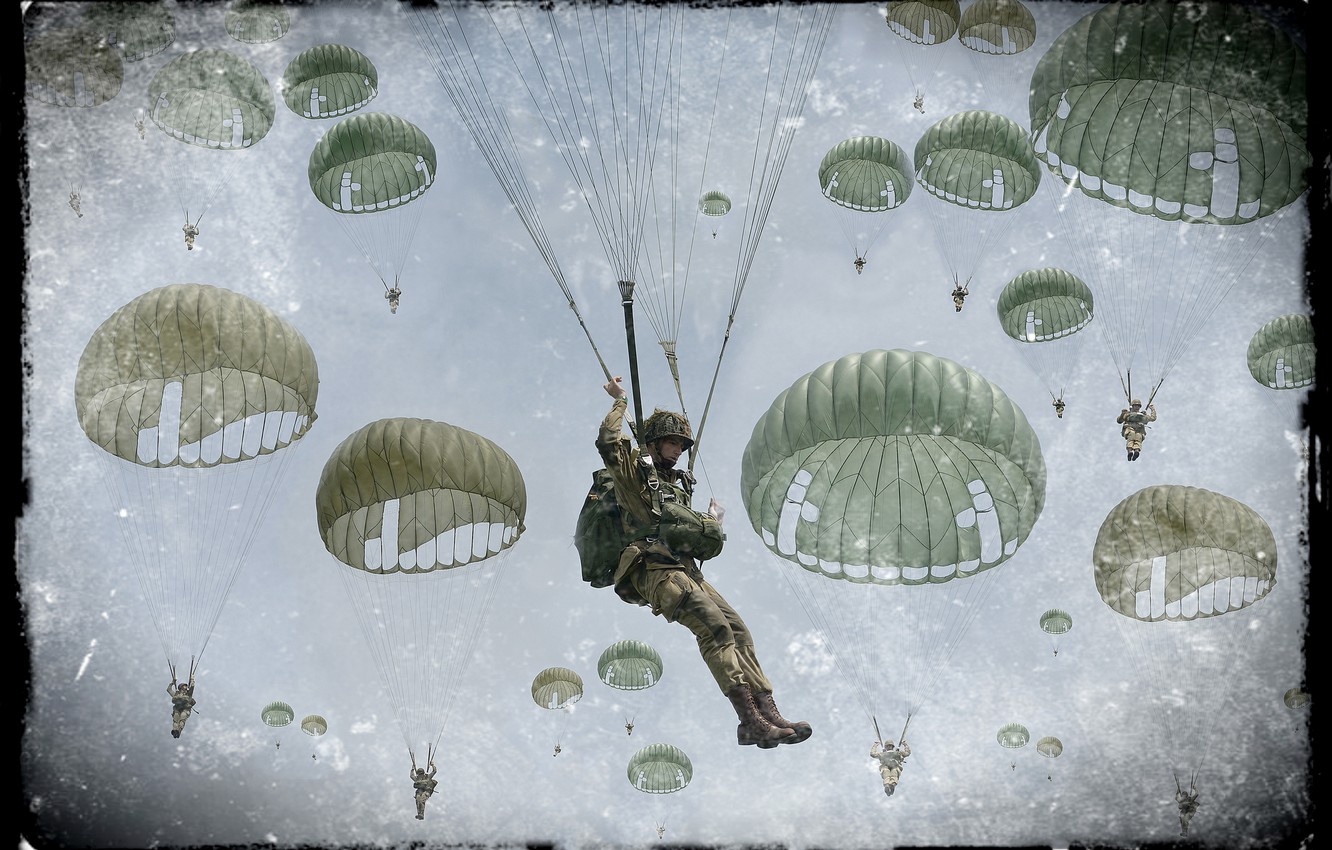 Wallpaper The Sky Clouds Retro Art Soldiers Combat Group