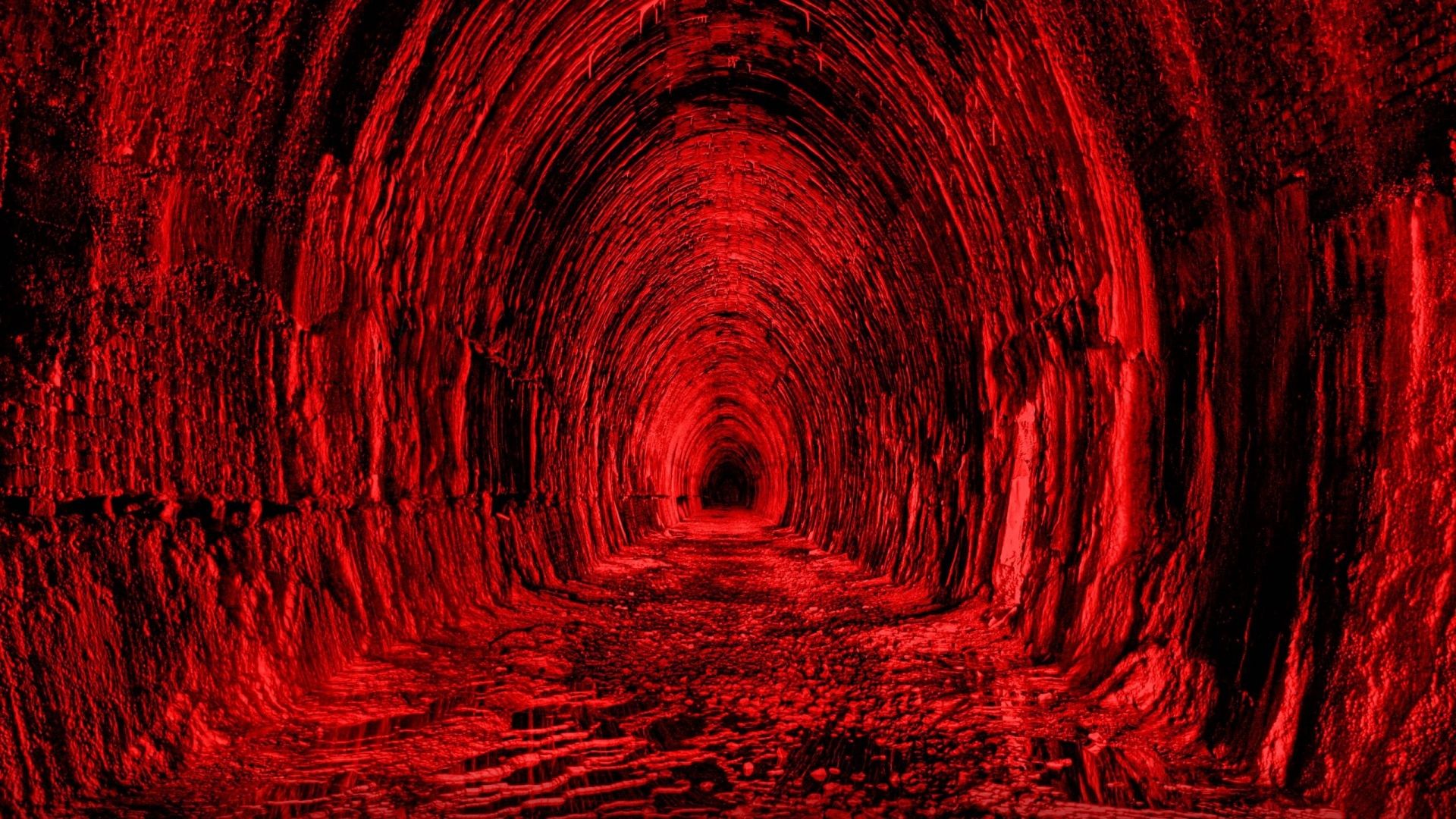 Wallpaper Tunnel Red Black Light Full HD