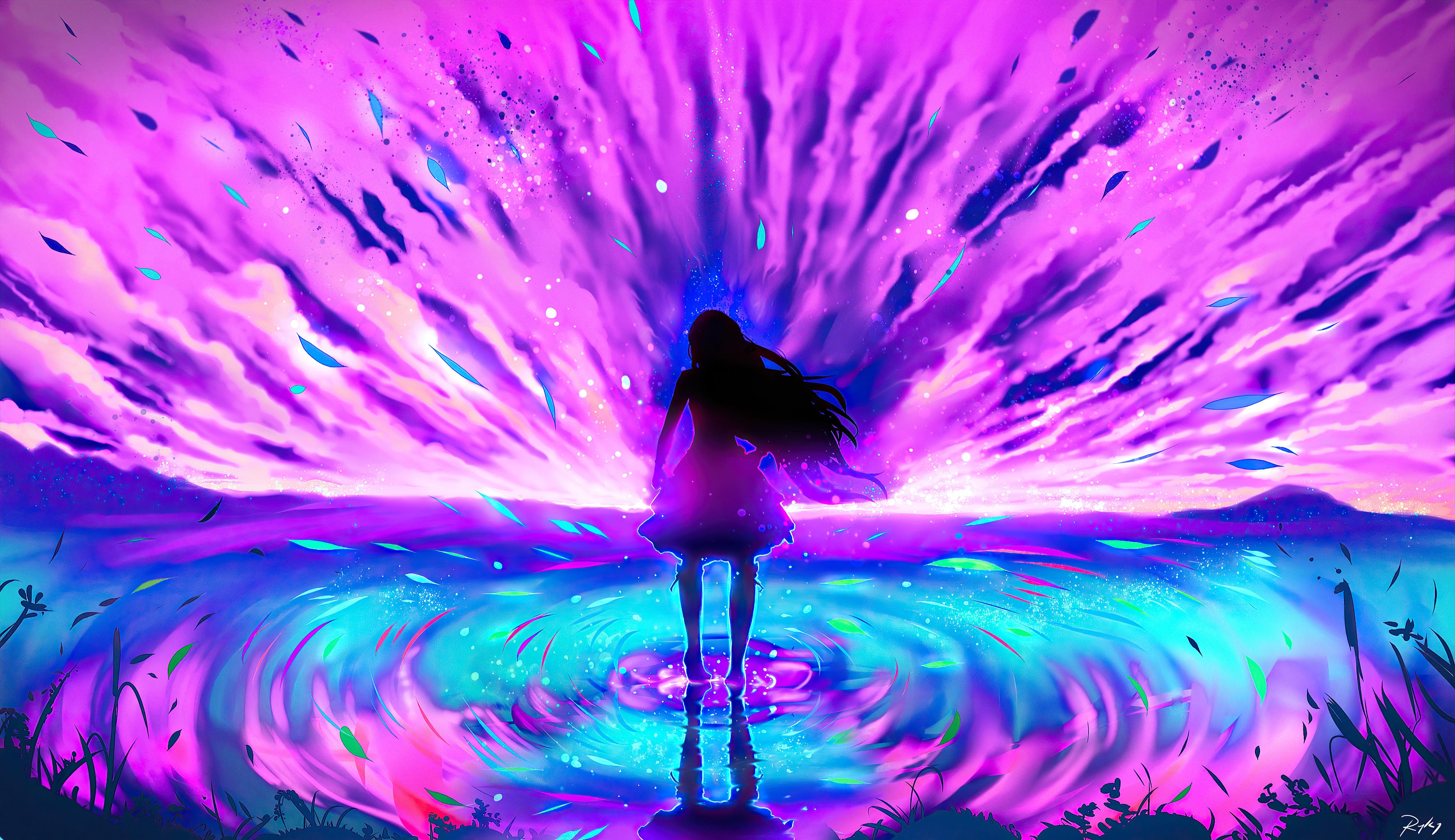 Girl Pink Reflection Waves 4k HD Artist Wallpaper Image