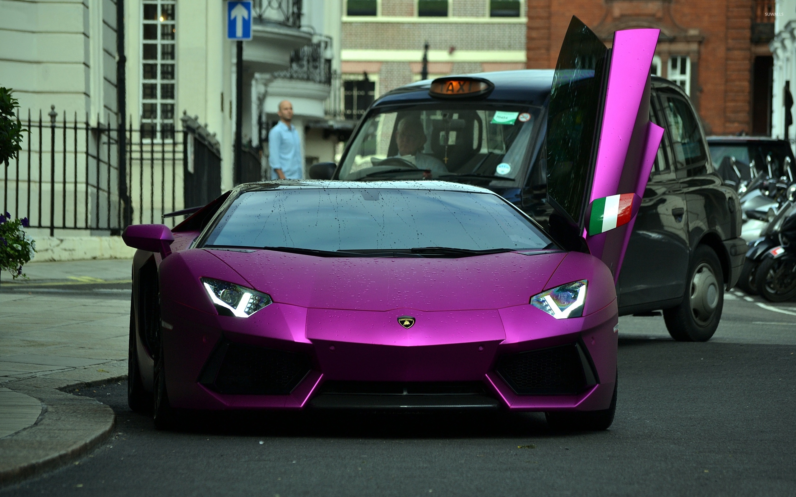 Purple Lamborghini Aventador Front Wallpaper Car