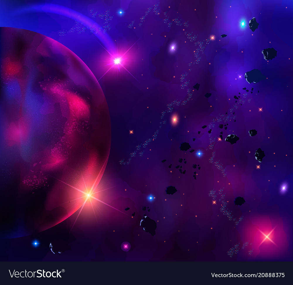 Cosmic background with asteroids meteorites Vector Image