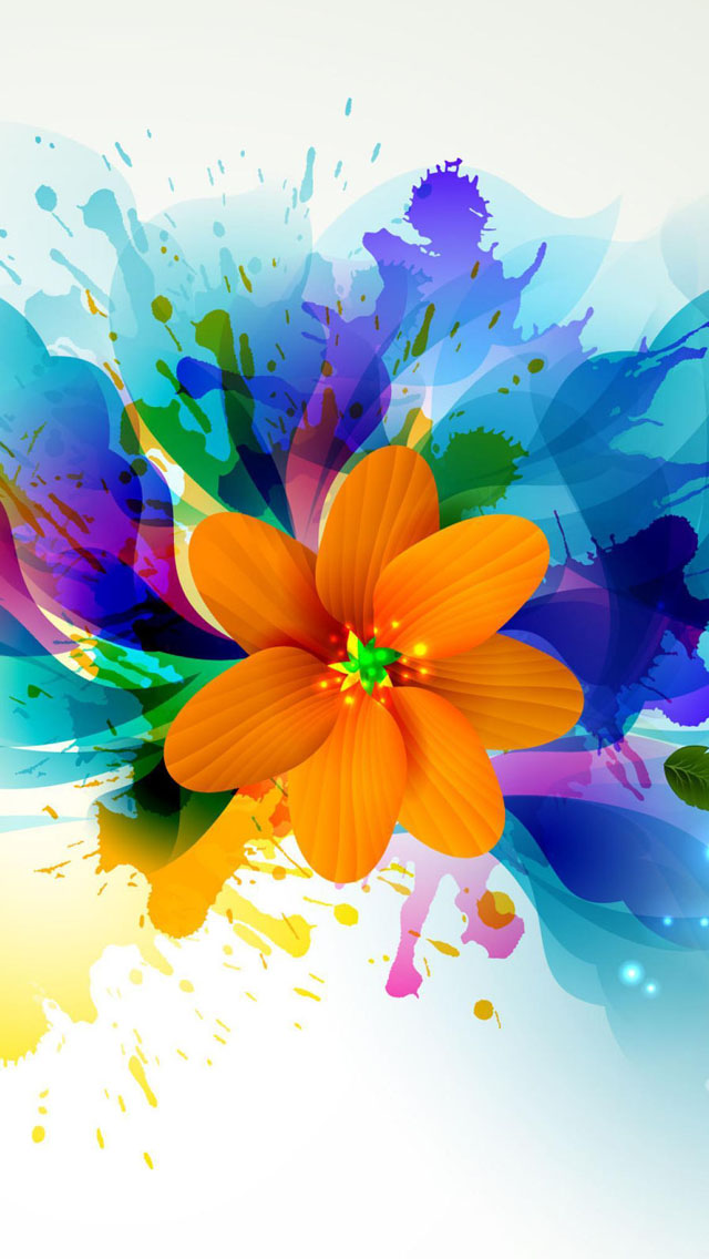 Colorful Splash Painting Flowers Wallpaper   Free iPhone Wallpapers