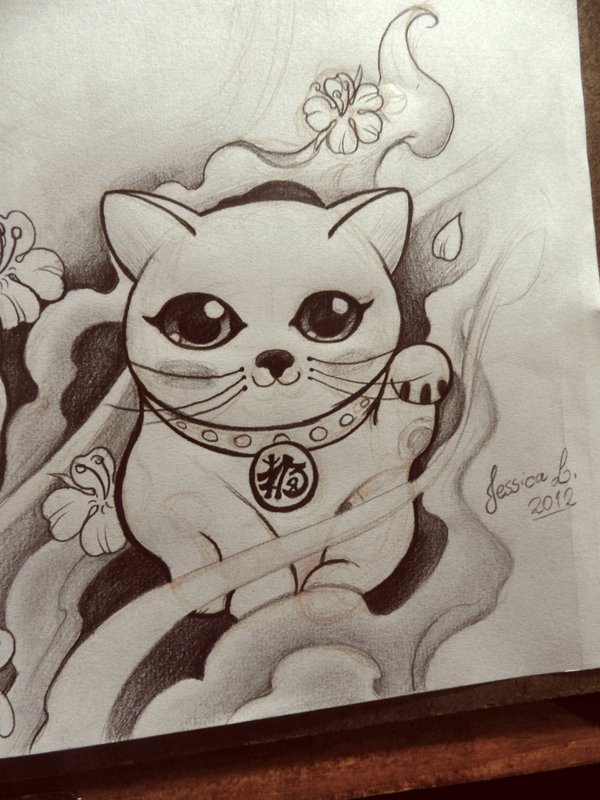 Maneki Neko Sketch By Jessicalopes